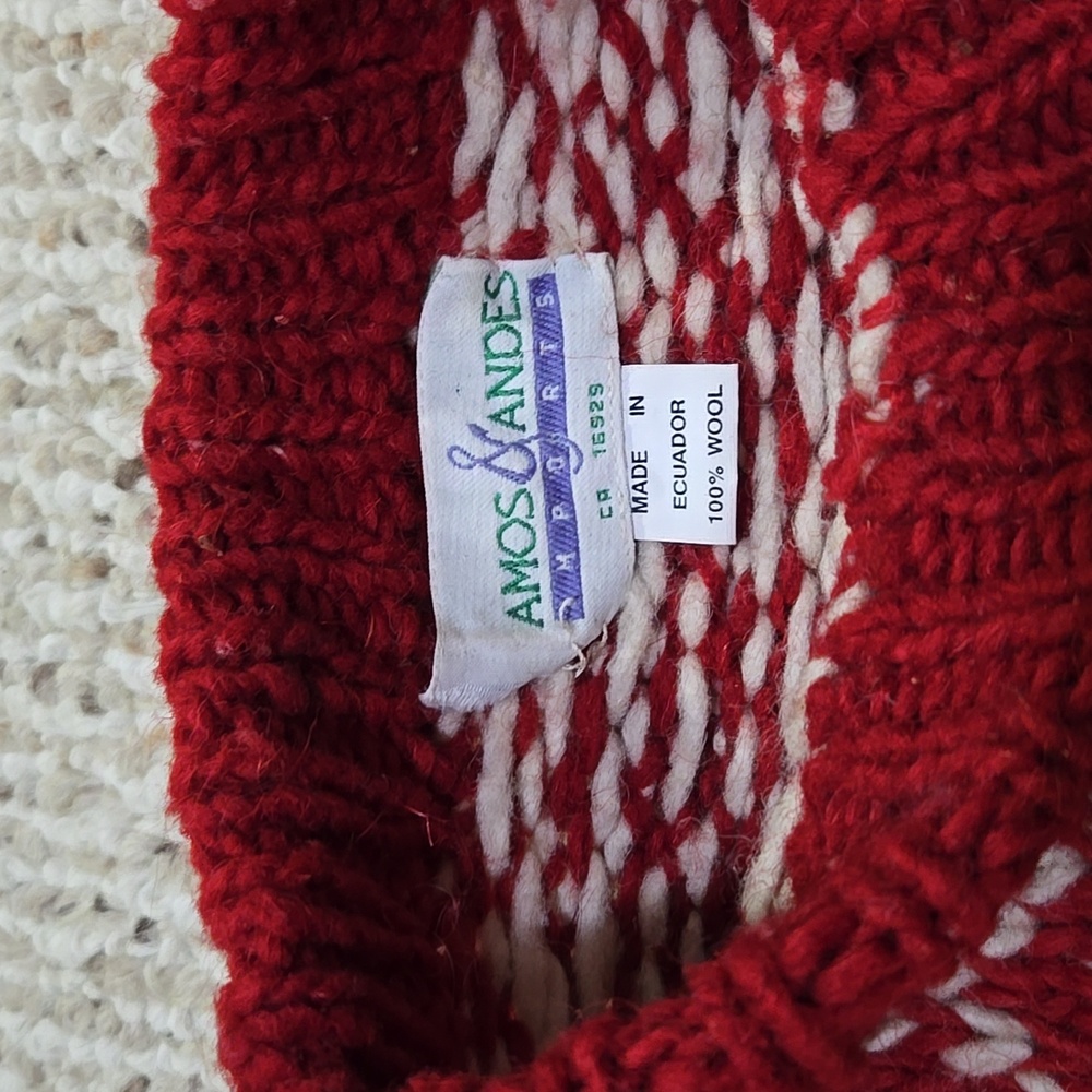 VINTAGE Red Snowflake Pattern Wool Sweater - Picture 9 of 13